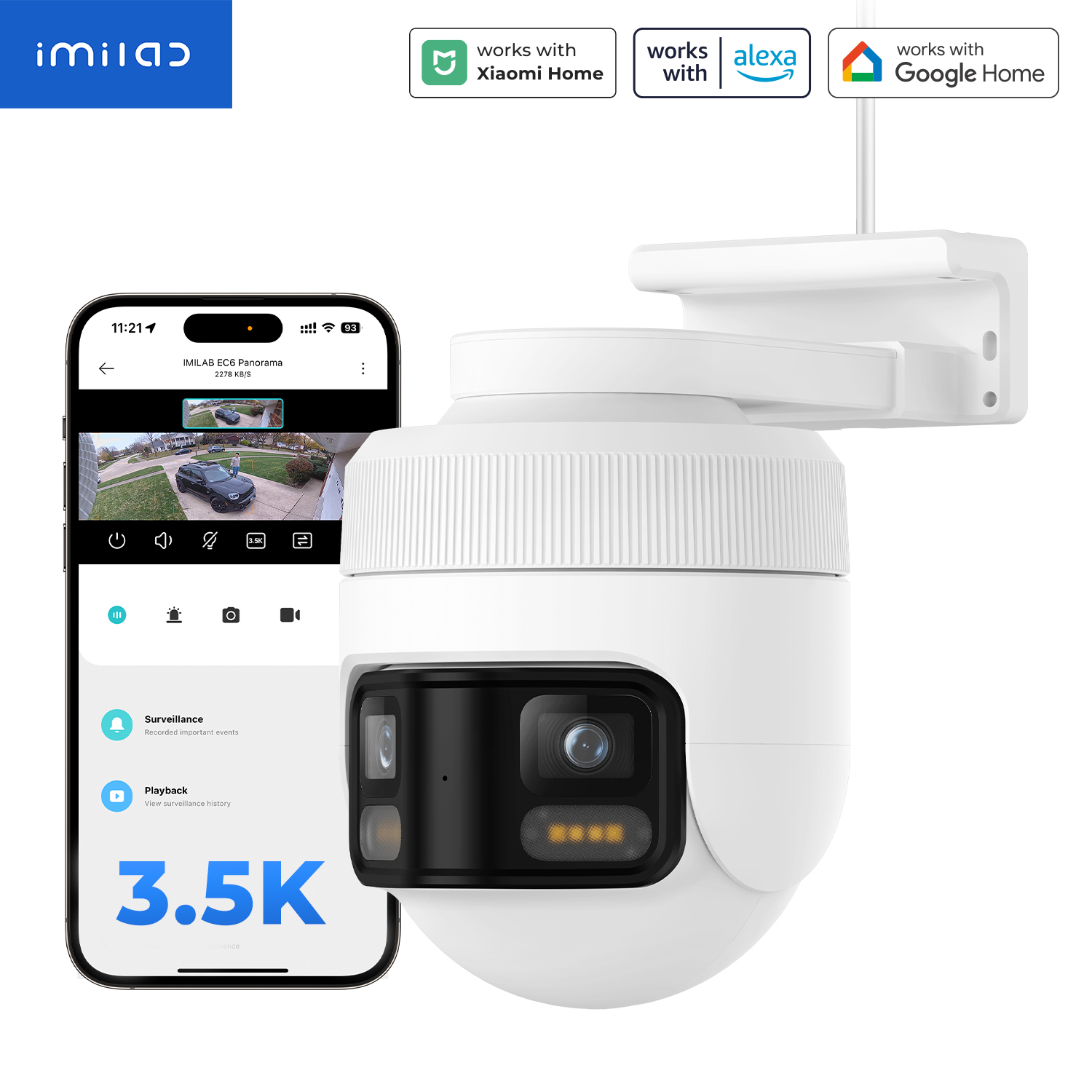 Home Security Camera 360 Xiaomi - IMILAB EC6 Panorama WiFi Security Camera