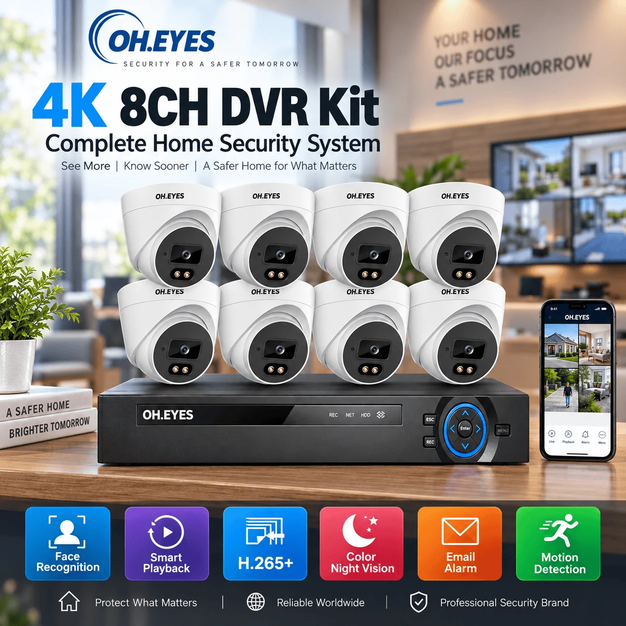 Home Security And Camera Systems - 4K 8 Channel DVR Kit Home