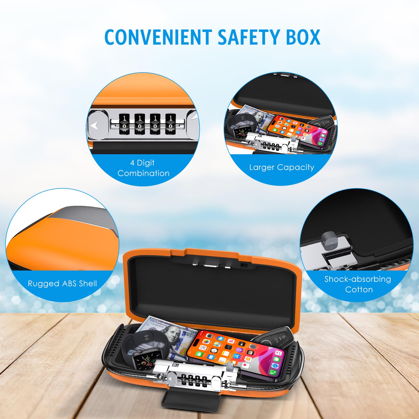 Portable Safe Lock Box with 4- - Safe Box Digital 评论和价格