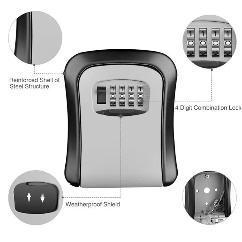 Wall Mount Key Lock Box 4 Digi - Home Security Group 评论和价格