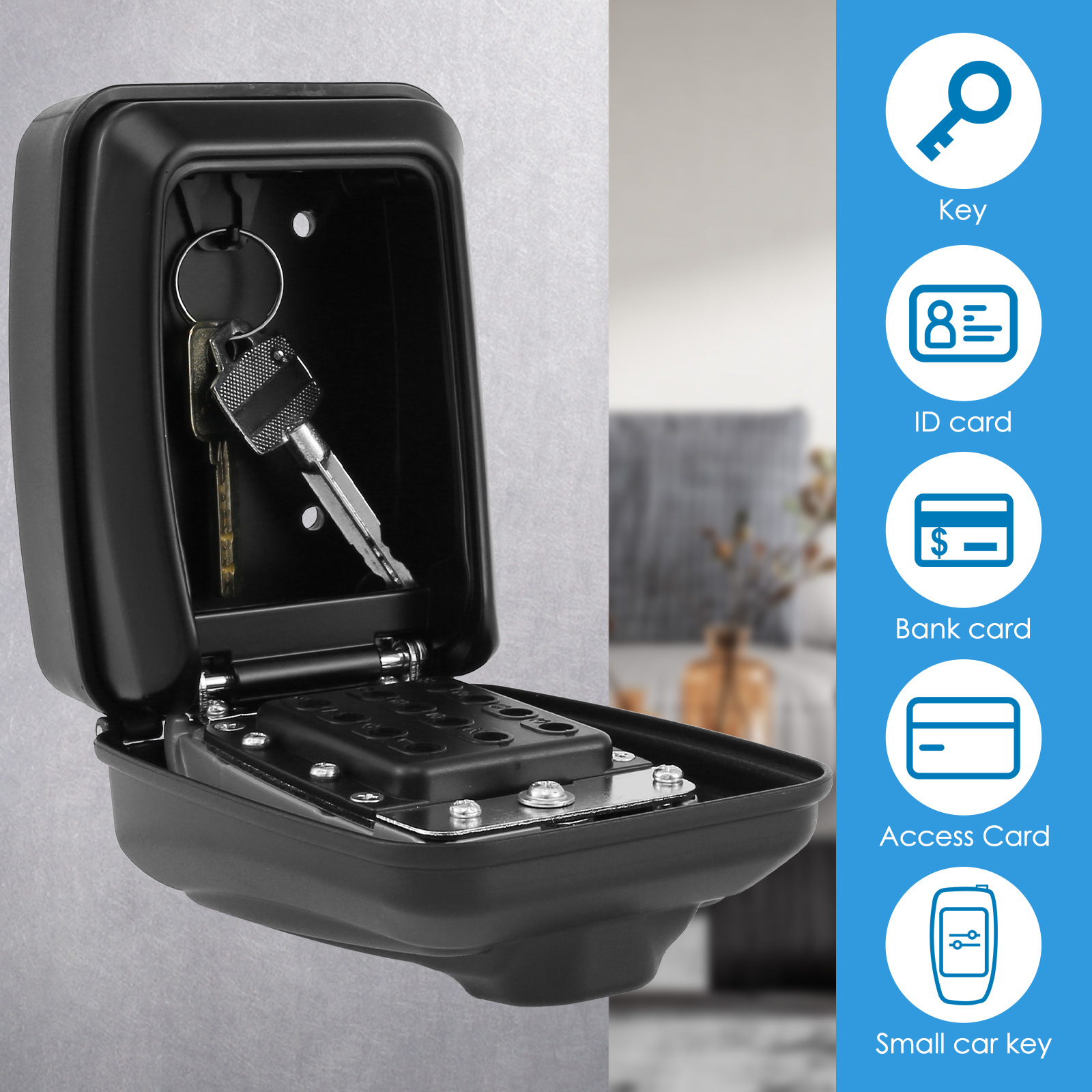 Key Lock Box Wall-Mount Secret - Home Security Group 评论和价格