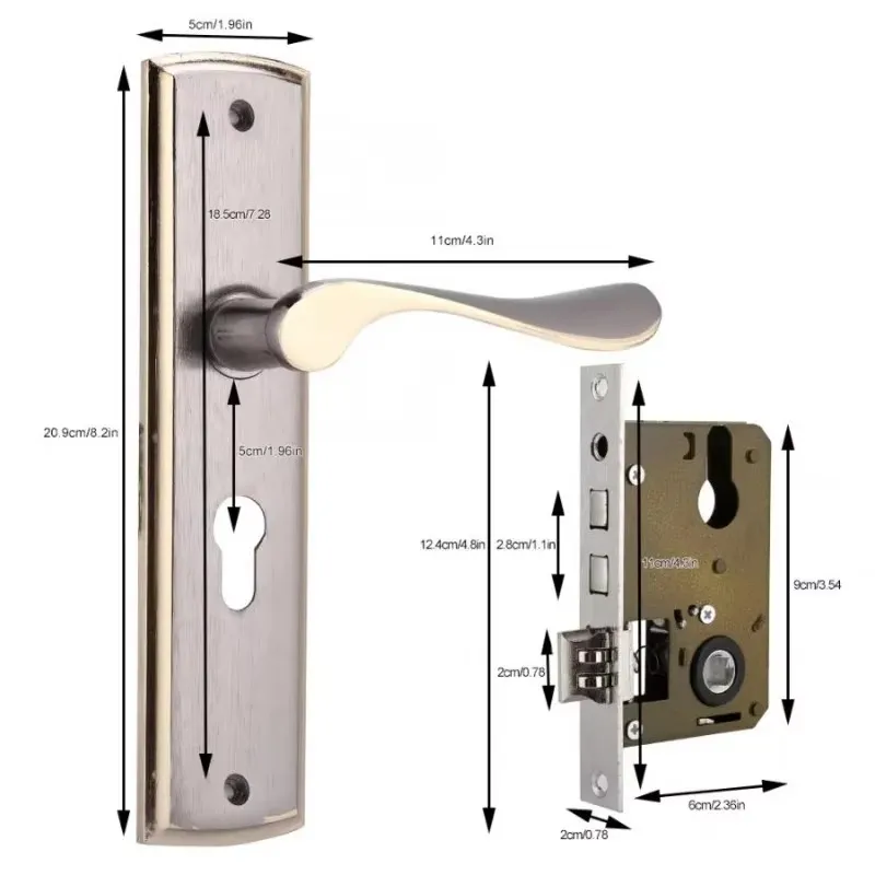 Gold Door Handle Lock Silent H - Home Security Essential 评论和价格