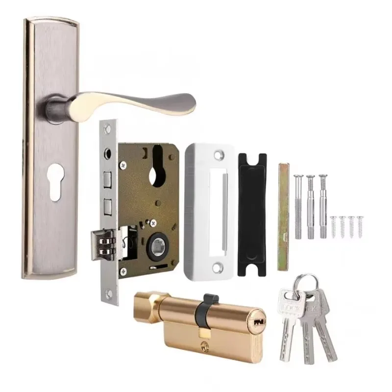 Gold Door Handle Lock Silent H - Home Security Essential 评论和价格