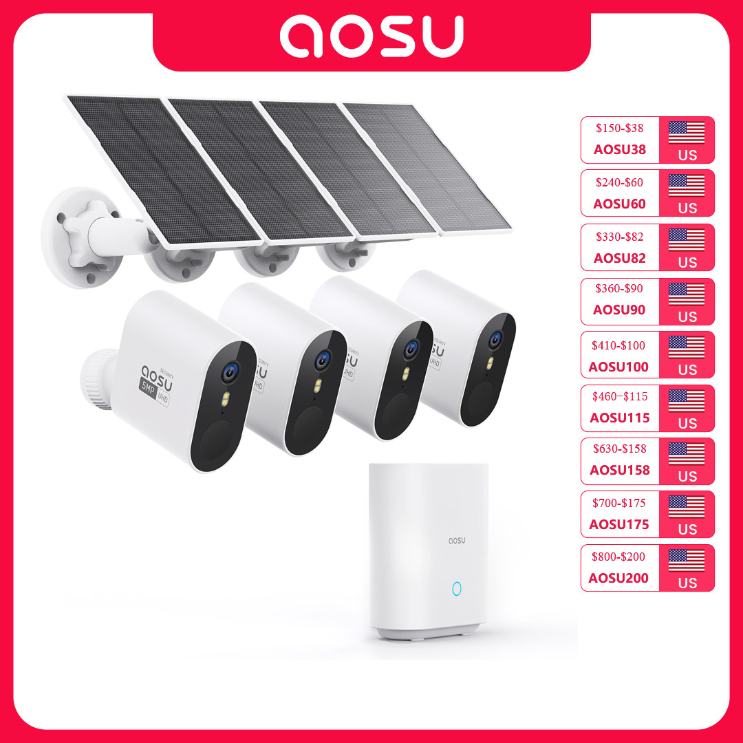 AOSU 5MP Solar Camera System O - Home Security Outdoor Camera System 评论和价格